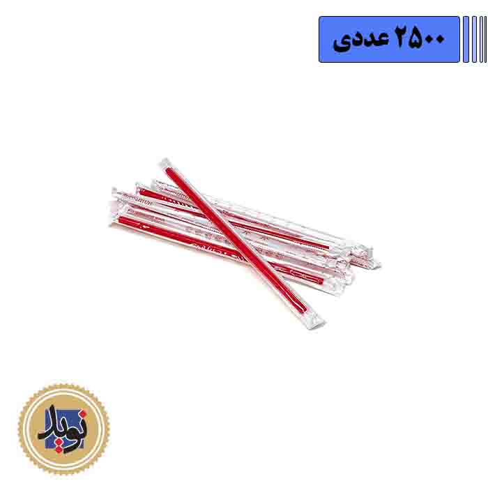 نی نوشابه رنگی ساده تک سلفون-(2500عددی)